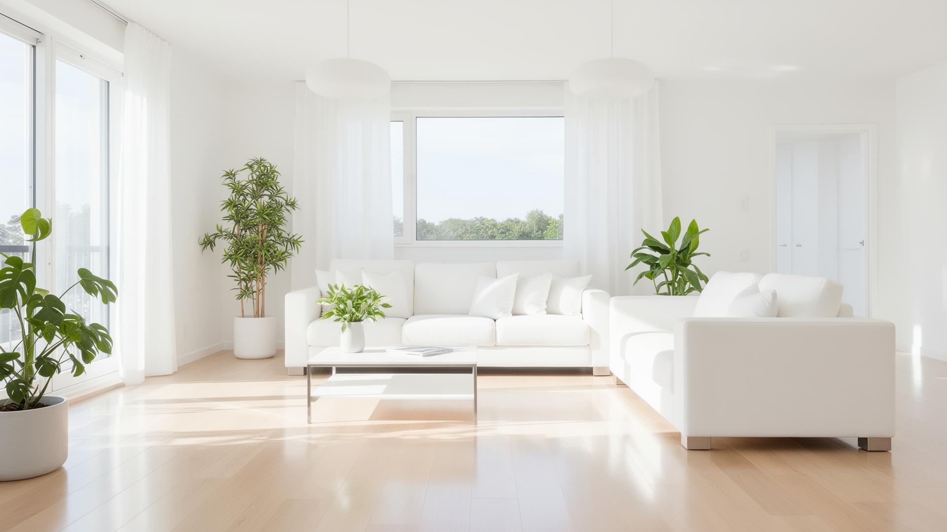 Bright, freshly cleaned modern living room